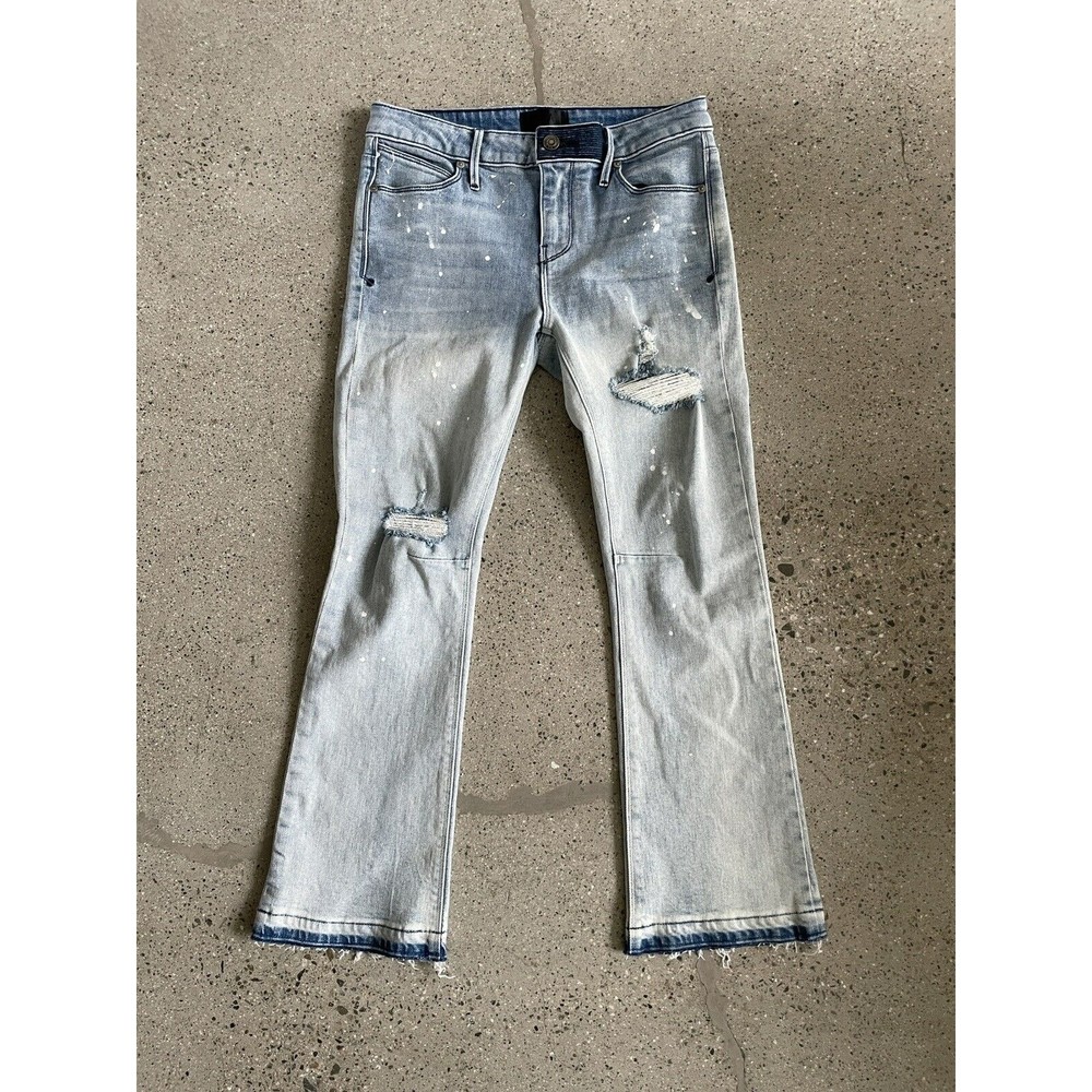 RtA Road to Awe Distressed Cropped Straight Leg Jeans Size 27